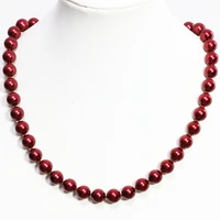 fashion dark red shell simulated pearl round beads 8101214mm unique chain necklace women beauty jewelry 18inch b1481