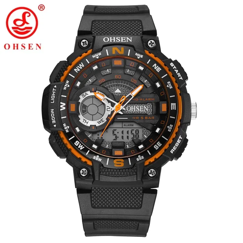 Новинка 2017 оригинальные модные спортивные часы OHSEN мужские кварцевые цифровые