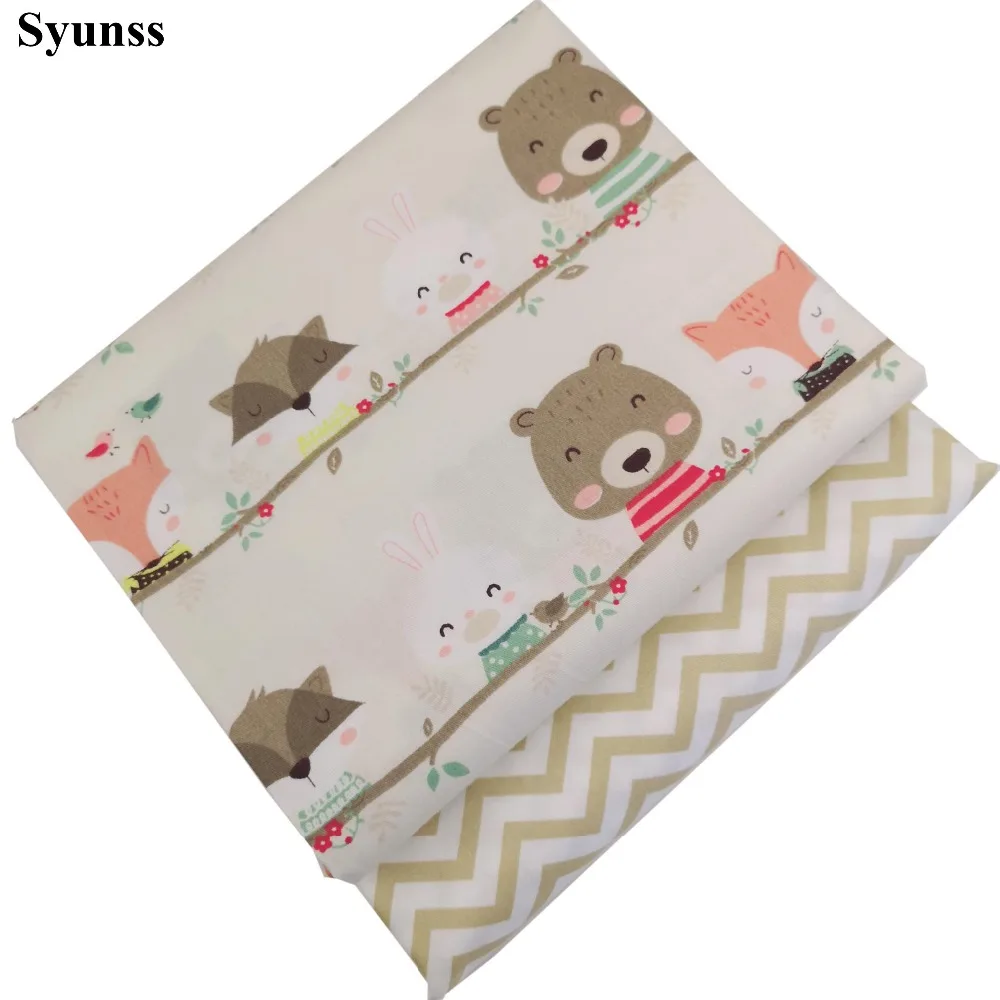 Syunss Diy Лоскутная Ткань для квилтинга детские кроватки подушки платье Шитье Tissus животные волны печатных саржевая хлопковая ткань Tecido