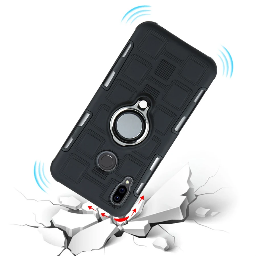 Cover For Huawei P Smart Plus 2019 Silicone Shockproof Phone Case Armor Back Ring Stand Hard |