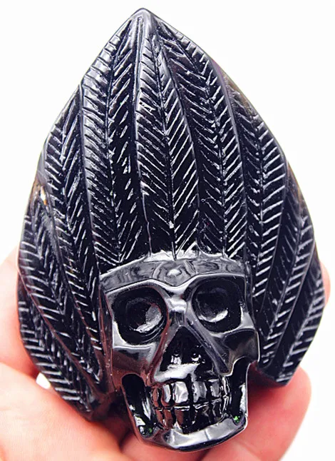 Высокое качество натуральный обсидиан кристалл резьба для Исцеление черепа | Дом