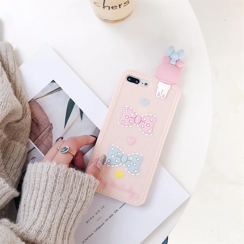 Чехол-накладка для iphone 11 X XR XS Pro max 7 7Plus 8 8plus 6 6S Plus, супер милый мягкий силиконовый чехол с изображением мультяшного животного кота мелодии медведя