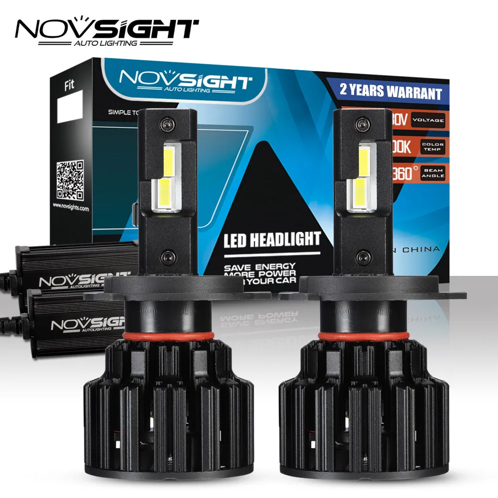 NOVSIGHT автомобилей головной светильник H4 Hi/короче спереди и длиннее сзади) луч светодиодный H7 H8 H9 H11 9005/HB3 9006/HB4 100W 20000LM 6000 К Авто противотуманных фар с возможностью креативного Светильник лампы