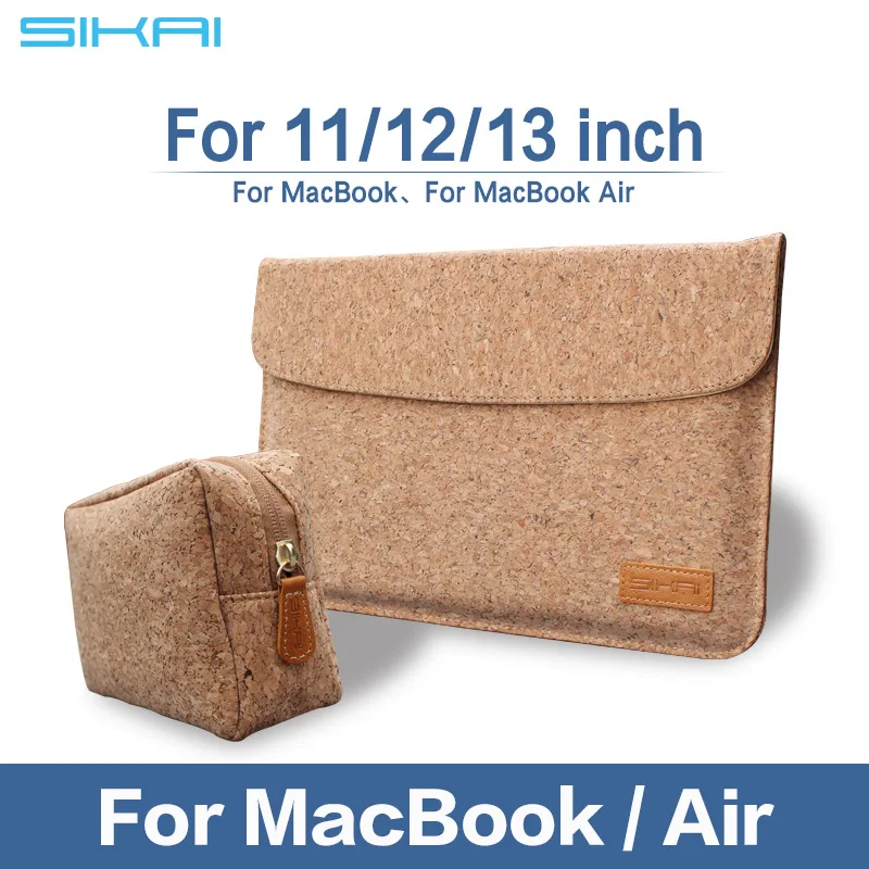 SIKAI пробковая сумка для MacBook Air 11 12 13 дюймов деревянная мягкая кожаная сумка для Macbook чехол для MacBook