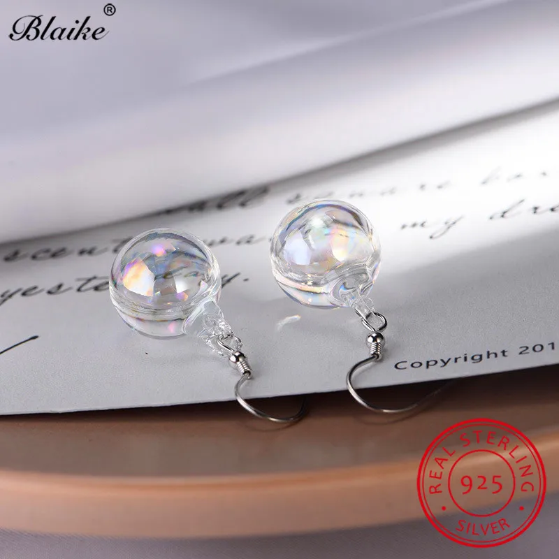 Длинные женские серьги подвески Blaike с радужными пузырями серебро 925 пробы