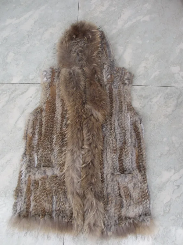 Длинный трикотажный жилет с капюшоном MLHXFUR вязаный крючком жилет-кардиган без