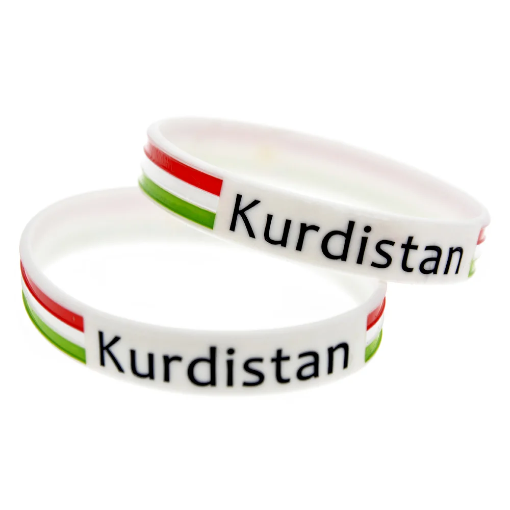 

1PC Kurdistan Silicone Wristband Flag Decoration Logo White Adult Size