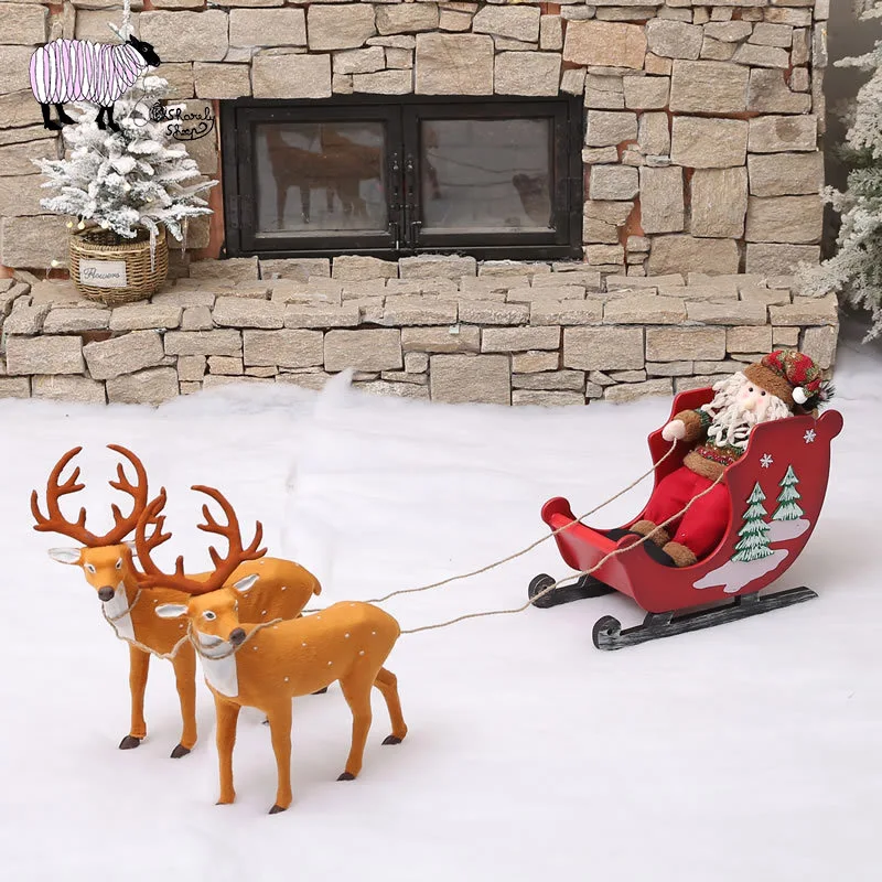 Newborn Baby Christmas Theme Photography Props Wooden Sled Car Deer Set Xmas Tree Photo Shoot fotografia Accessories | Детская одежда и