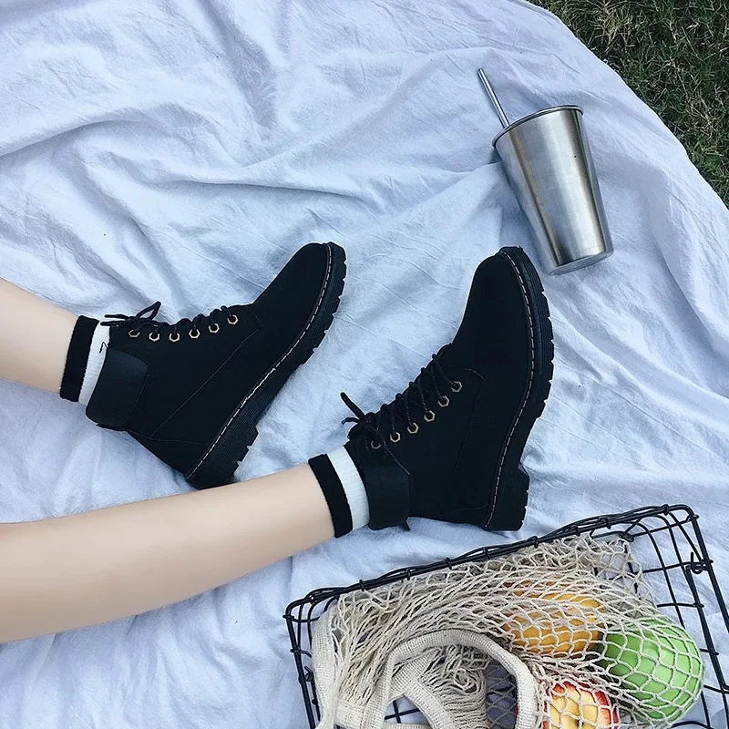 Модные осень-зима женские кожаные ботинки повседневные ботильоны новые теплые