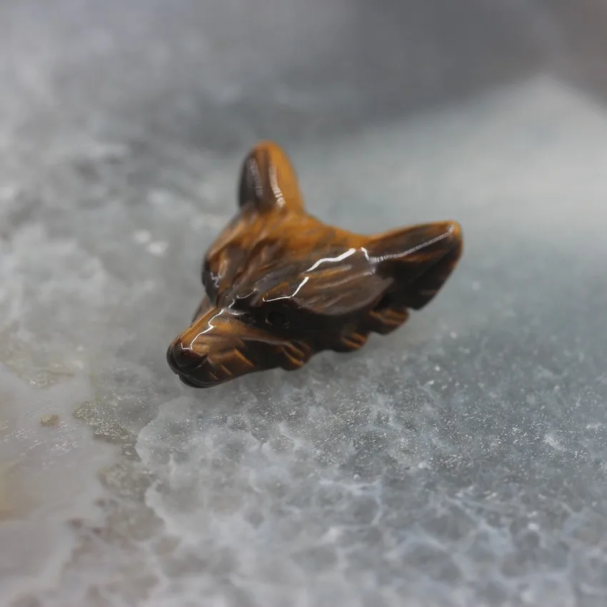 Tiger eye 23 камня на выбор, 3 шт./лот резные подвески в форме волчьей головы для ожерелья, натуральный кварц Агаты резьба фигурка Чакра Исцеление Кристалл - Окраска металла: Tiger eye