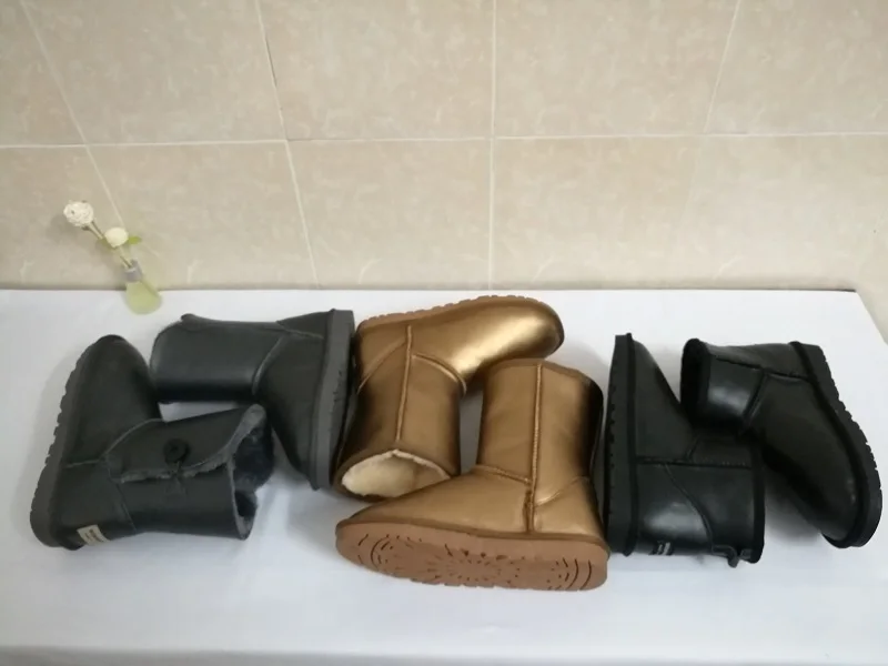 Новые женские зимние ботинки; классические зимние ботинки; теплые водонепроницаемые ботильоны австралийского бренда на плоской подошве из кожи и меха; женская обувь больших размеров
