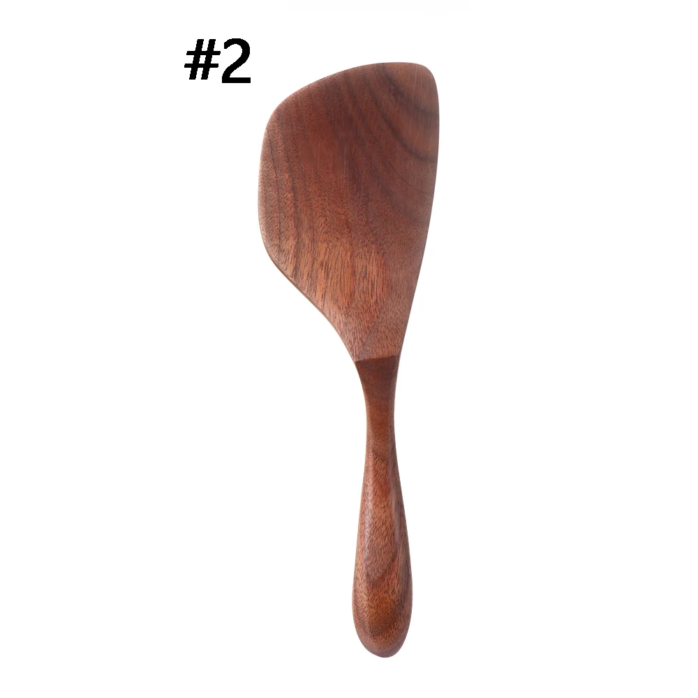 1pc Black Walnut Coffee Spoons Rice Shovel Condiment Scoop Tableware Wooden Soup Desserts Spoon Honey Tea Kitchenware - Цвет: 2