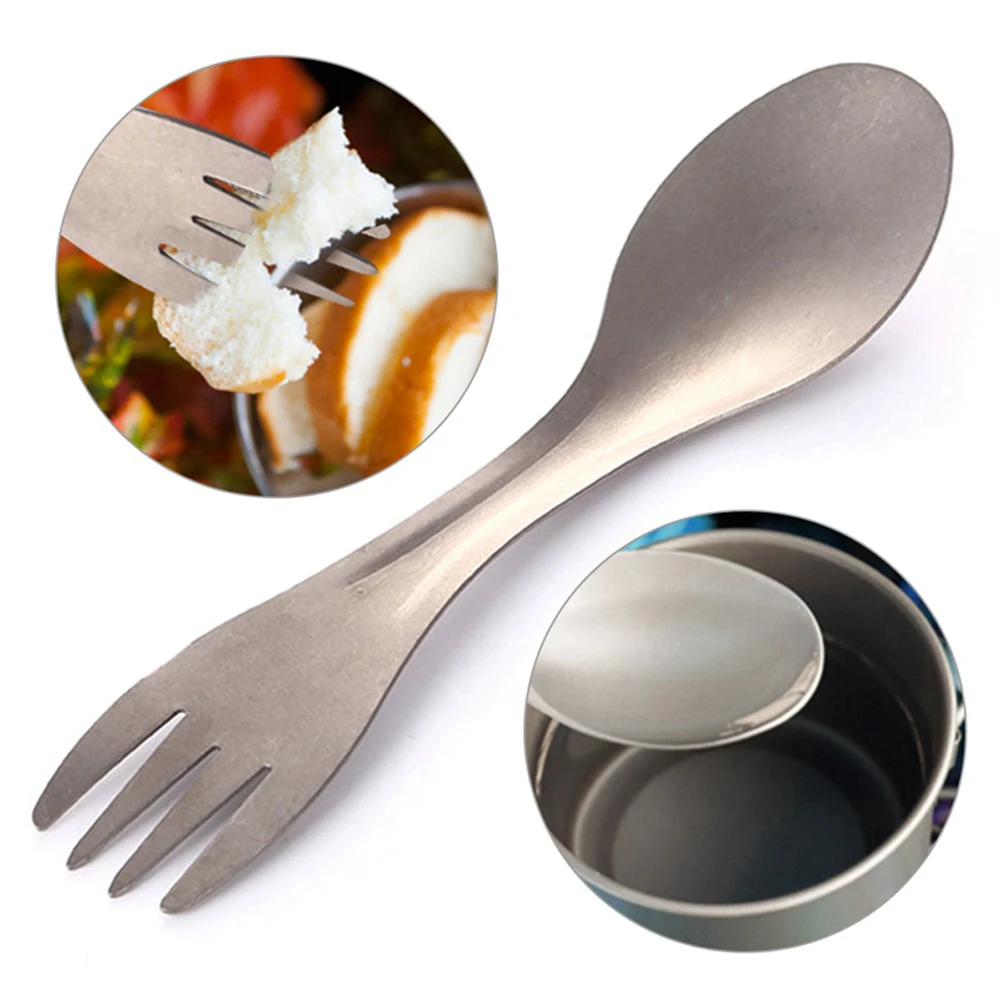 Титановая вилка инструмент-Ложка для кемпинга Titan Spork Ложка Столовые приборы титановый нож вилка сверхлегкие Чистые Инструменты из титана сплава