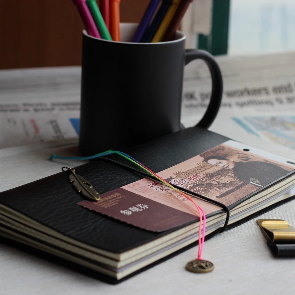 Винтаж классические кожаные офисные школы traveler bullet journal и Ноутбук канцелярские принадлежности, тонкой Группа Путешествия дневник записная книжка
