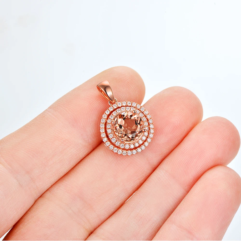 Лидер продаж 2.02ct против 8 мм круглый Morganite Алмаз Настоящее 14 К розовое золото