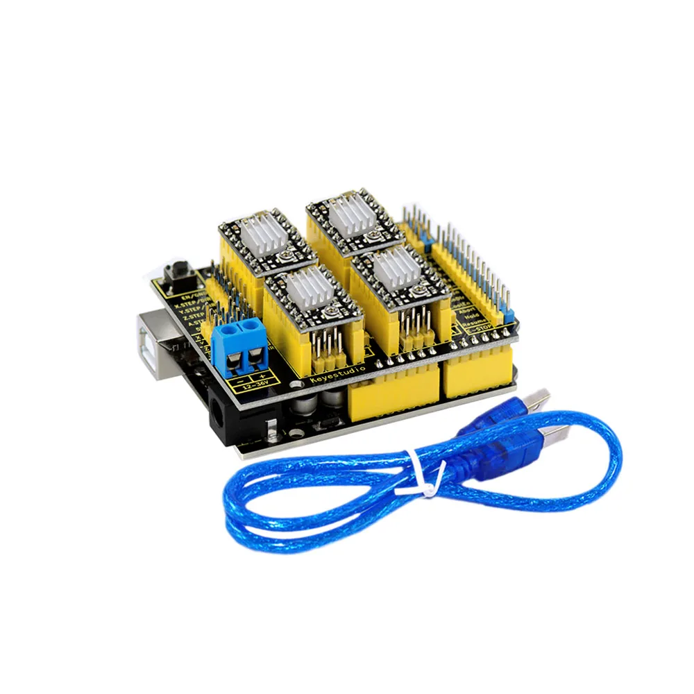 Плата для ЧПУ Keyestudio V3.0 + плата V4.0 4 драйвера A4988 с радиатором комплектов Arduino