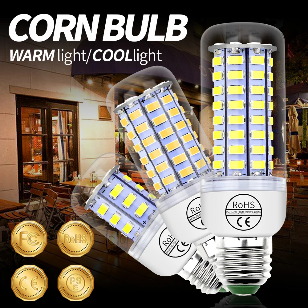 

GU10 Bulb Led Corn Lamp E14 220V Light Bulb Led E27 Chandelier Led Candle Light 3W 5W 7W 9W 12W 15W B22 Home Ampoule SMD 5730
