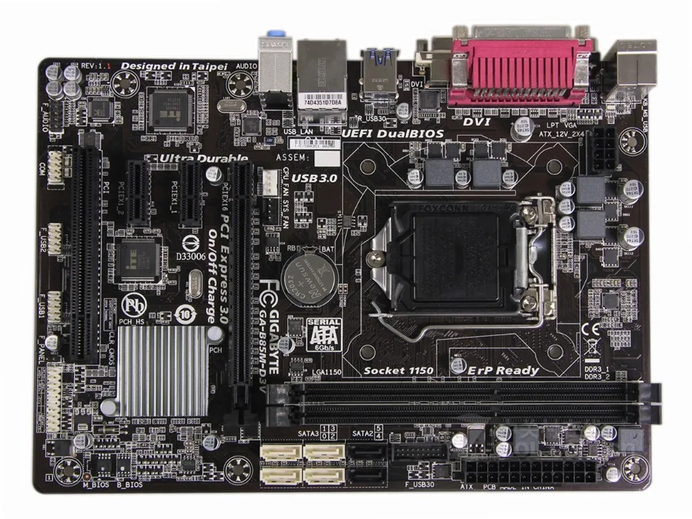 Оригинальная материнская плата для Gigabyte GA-B85M-D3V DDR3 LGA 1150 16GB USB2.0 USB3.0 DVI VGA B85 настольная материнская плата