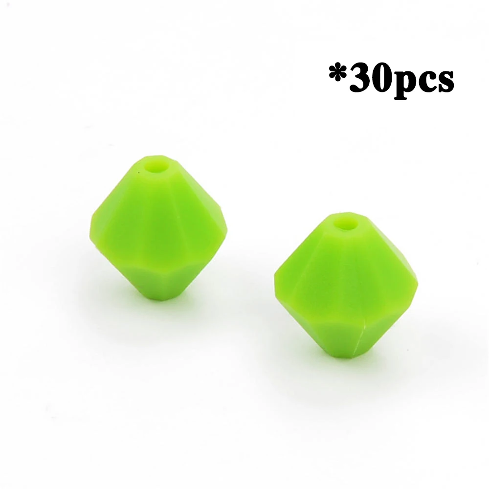 chartreuse LOFCA 30 шт. алмазные Силиконовые бусы для прорезывания зубов ромб Прорезыватель для зубов пищевого класса DIY ювелирные изделия кулон ожерелье силиконовые свободные бусины - Цвет: chartreuse
