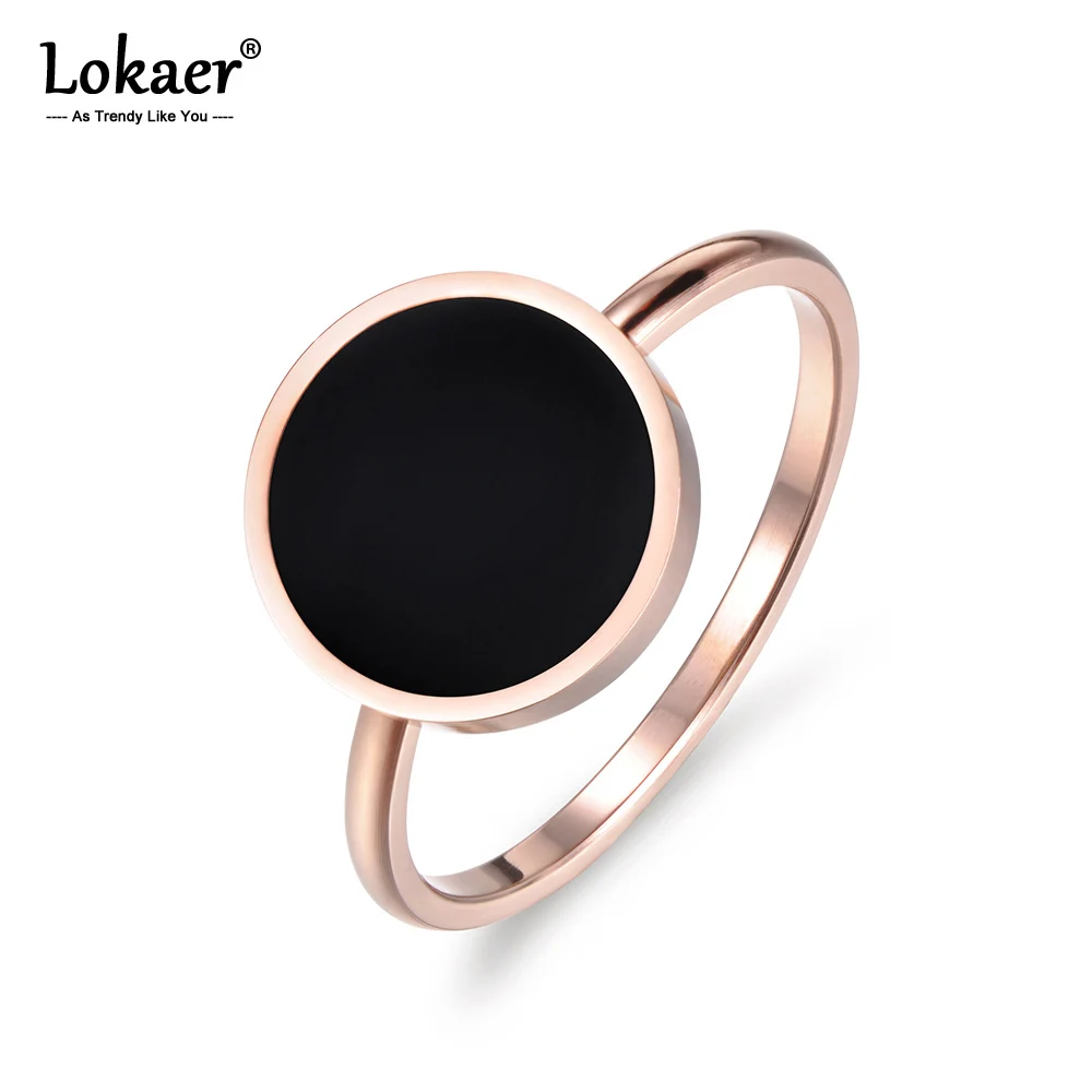 Lokaer винтажное свадебное кольцо для женщин минималистичное розовое золото цвет круглый акриловый камень 316L кольца из нержавеющей стали ювелирные изделия R17041