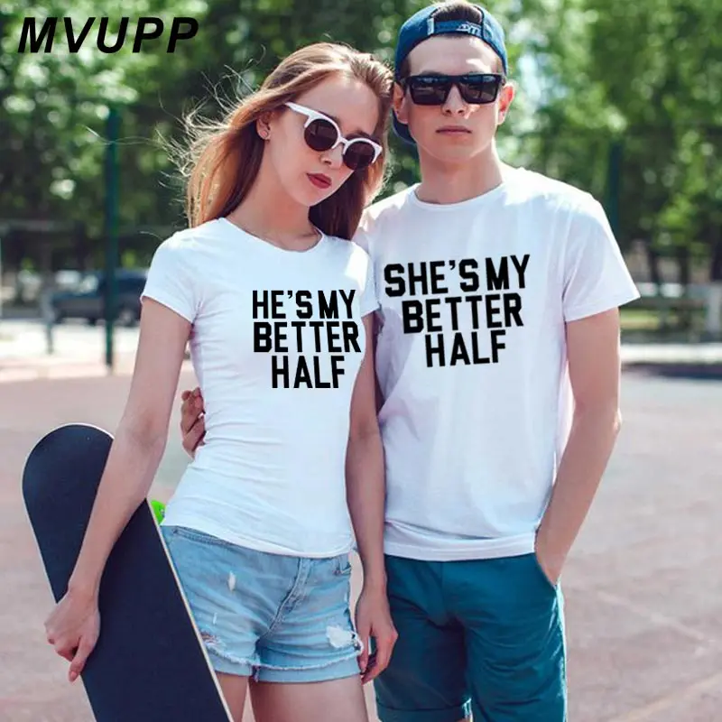 HE SHE BETTER/смешная одежда для пары, футболка для влюбленных, для девушек, для женщин и мужчин, для мужчин, для жены, одинаковые комплекты для семьи белого цвета