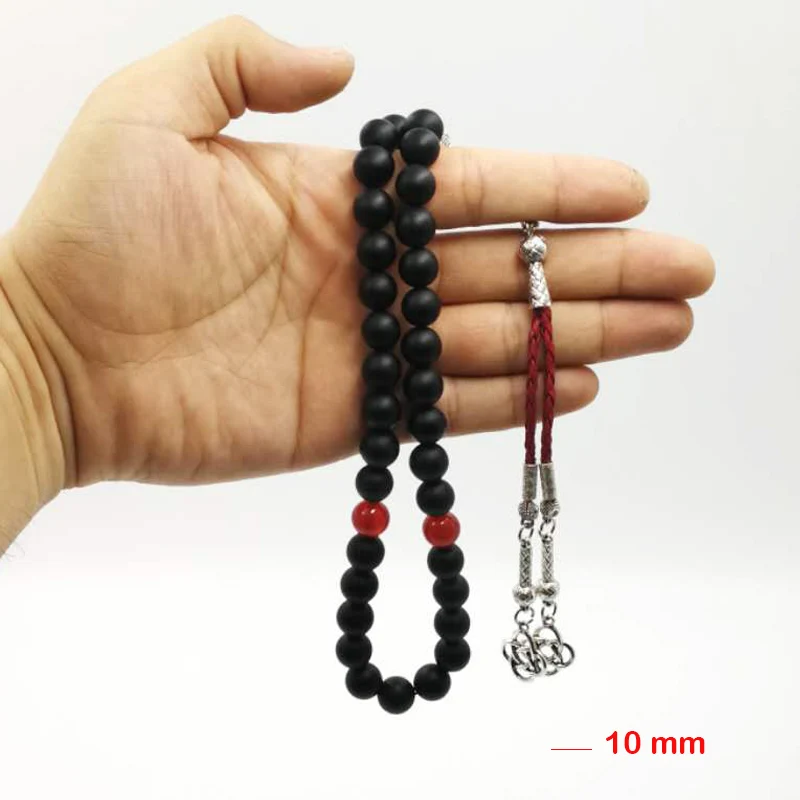 Мужской браслет матовый черный агат Tasbih турецкий стиль мусульманский Черный
