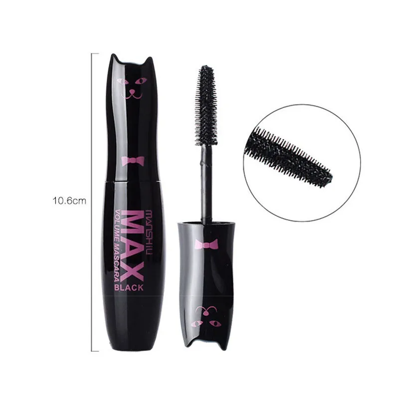 Cute Cat Max Volume Waterproof Natural Black Mascara Cosmetic Length Extension Curling Thick Eyelash |