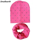 Шапка-бини для мальчиков и девочек, Модный комплект из шапки с мультяшными звездами и шарфа, Теплый Детские вязаные шапки с воротником, хлопковый комплект