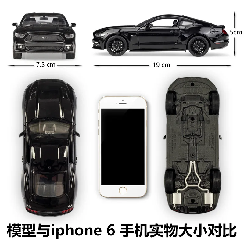 Модель спортивного автомобиля из сплава в масштабе 1:24 игрушка для Mustang GT 2015 с