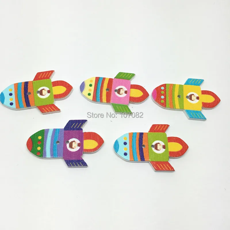 

1000pcs Rocket Printed Wood Buttons 36x23mm 2 Holes Sewing Button Embellishment Scrapbooking Cardmaking