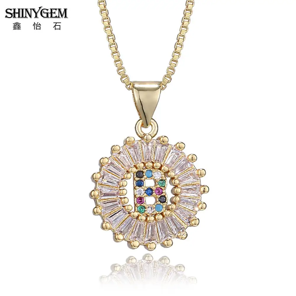 ShinyGem 26 ожерелье с буквами алфавита большой круглый кристаллический кулон Радуга
