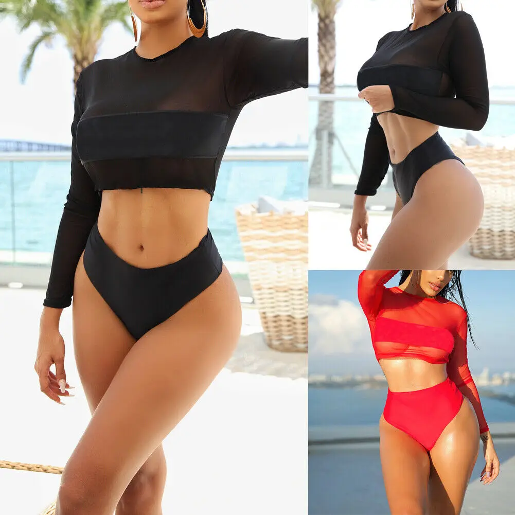 Женский комплект бикини из двух предметов пуш-ап сетчатый купальник женский с