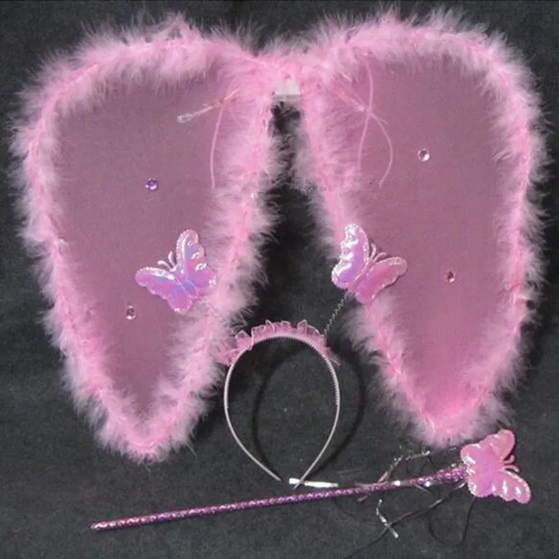 LED Light Angel Wings Headband Fairy Wand Sticks Kids Girls Princess Cosplay Costume Accessries Fancy Dress Halloween | Тематическая