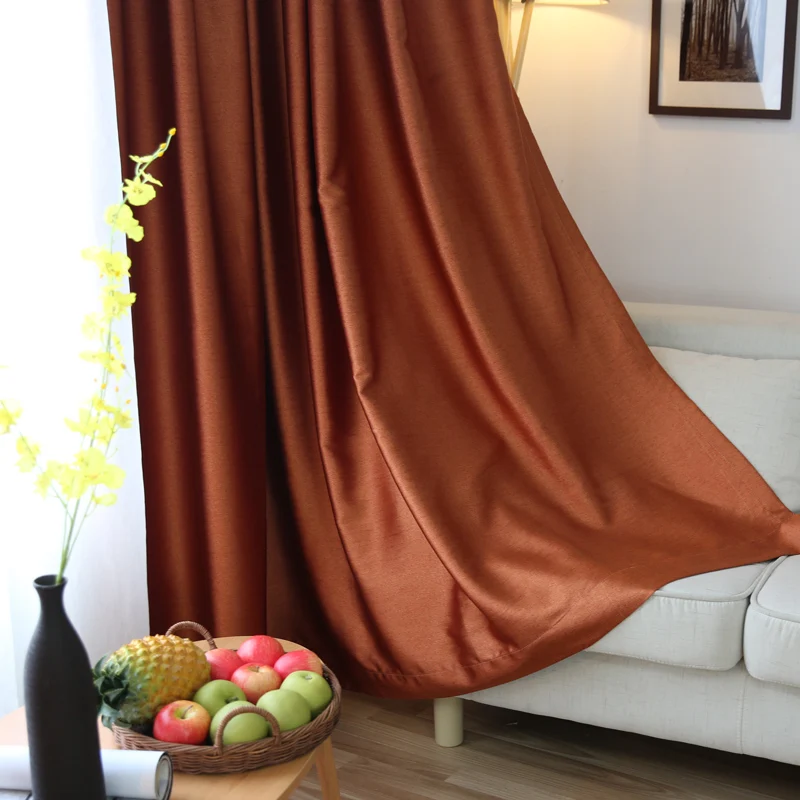 Шторы блэкаут однотонные современные занавески из искусственного шелка для