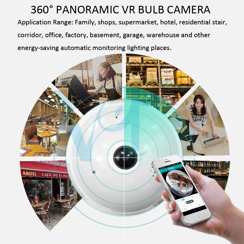 Hot Sale WiFi 1080P 360 Degree Wireless Surveillance Security Bulb Lighting Camera APP Remote View Monitor Light VF-CB200 | Обустройство