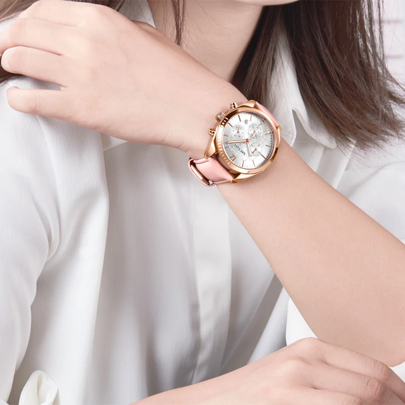 MEGIR, женские часы, Топ бренд, роскошные женские часы, Montre Femme,, модные розовые кварцевые женские часы, подарок для влюбленных, Relogio Feminino