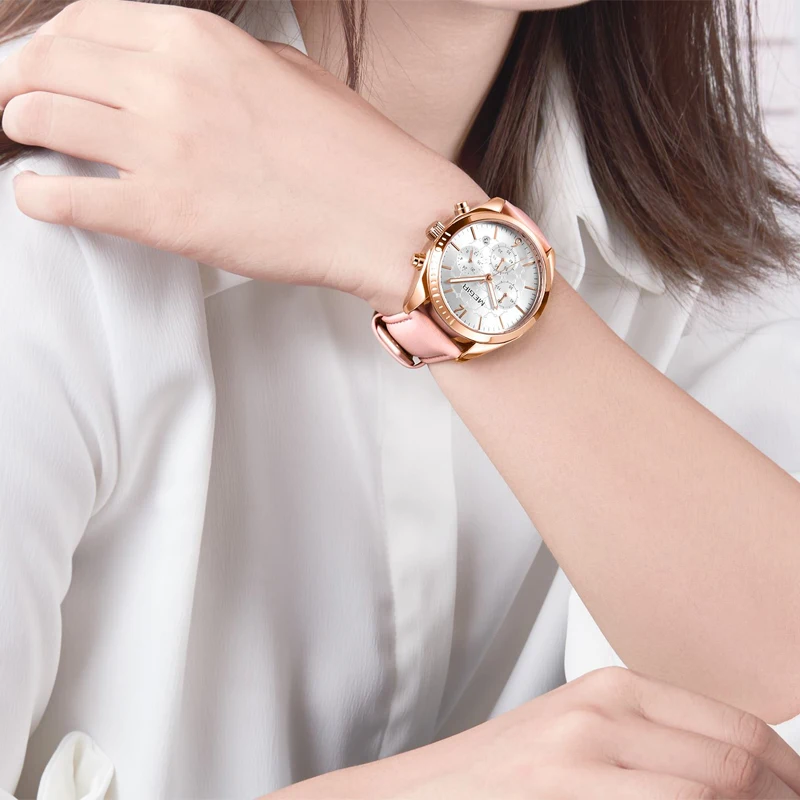 MEGIR женские часы Топ Бренд роскошные Montre Femme 2021 модные розовые кварцевые подарок