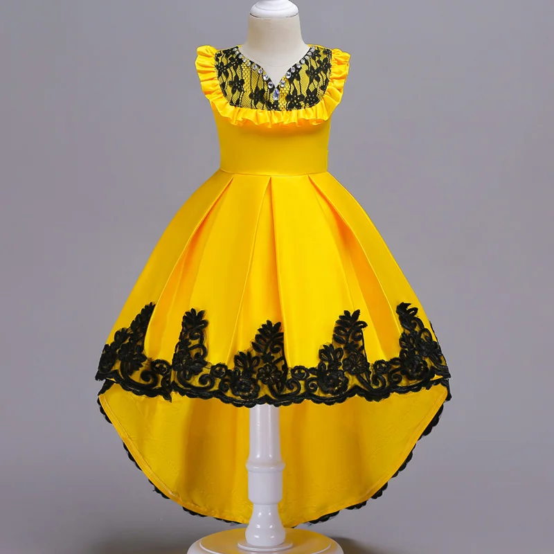 Платье подружки невесты с цветами для девочек свадебное платье однотонное