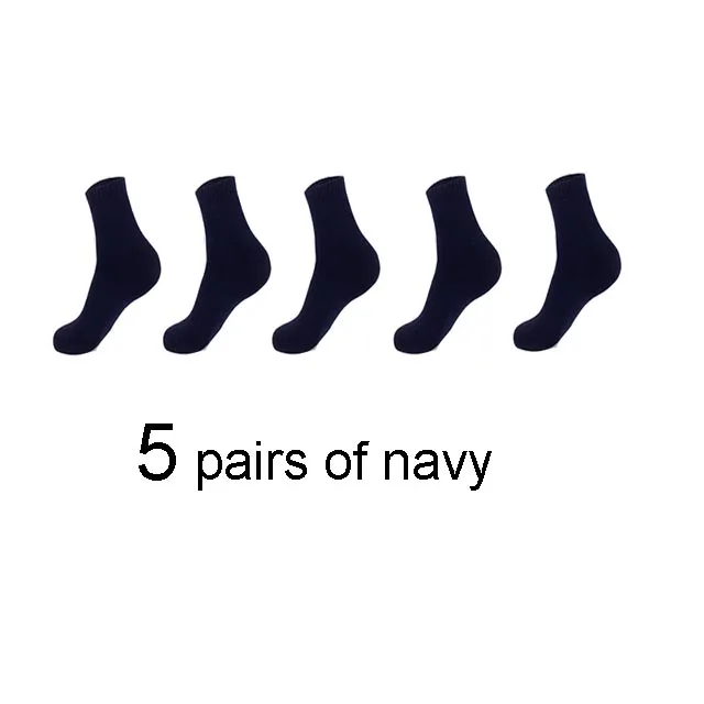 5 pairs navy Autumn Winter Men's Warm Wool Socks Cotton Harajuku High Quality Black gray Casual Tube Men Dress Socks for men gift 5Pair - Цвет: 5 pairs navy