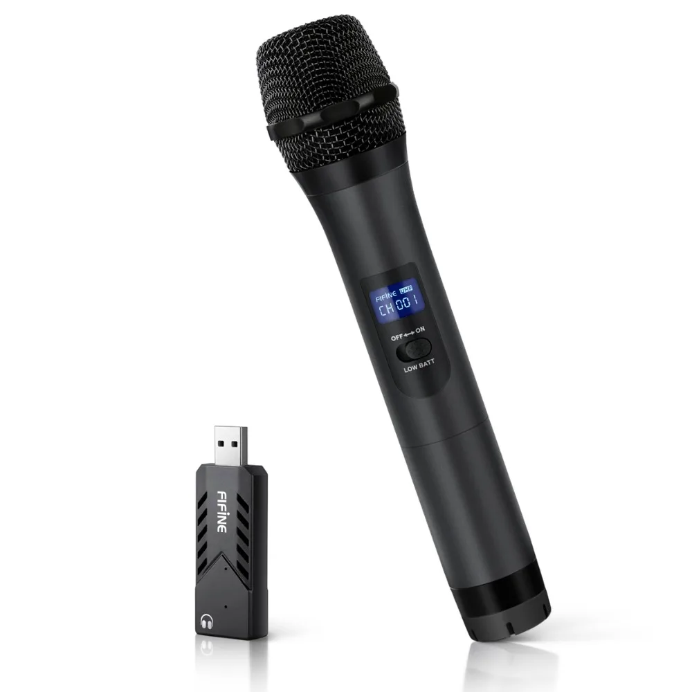 FIFINE Портативный динамический микрофон с USB приемником для ноутбука или ПК