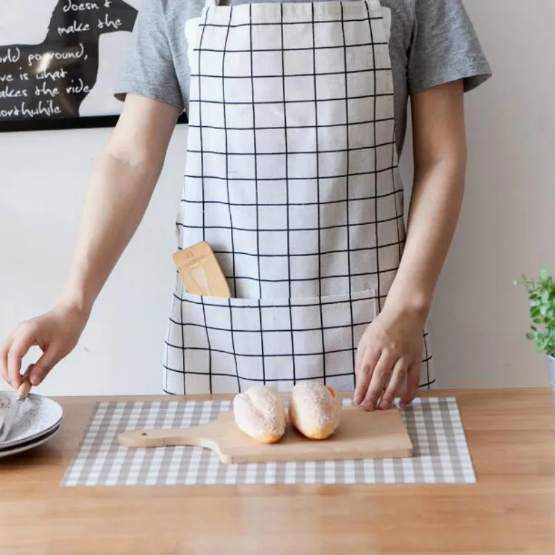 Apron 1 Кухонные льняные фартуки унисекс, регулируемый Фартук с карманами, кухонный инструмент для повара для мужчин и женщин - Цвет: Apron 1