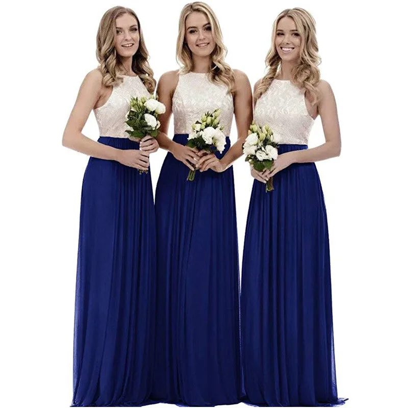 Charming Halter Neck Chiffon Bridesmaid Dress 2020 Sexy Sleeveless Lace Up Back Wedding Party Robe Demoiselle D'honneur | Свадьбы и