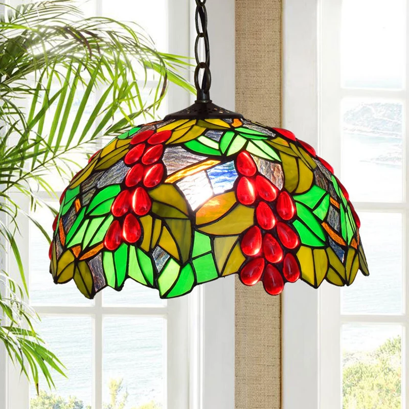 Tiffany большой витражный светильник ing fruit кулон на пляж французский кантри