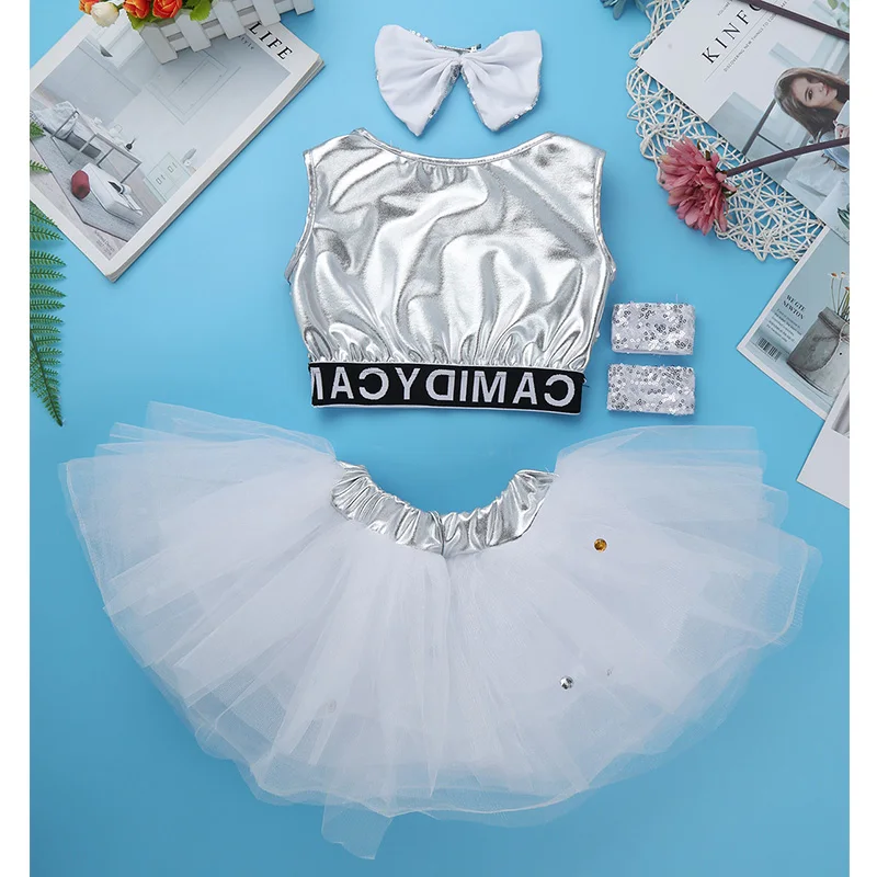 TiaoBug/Детский комплект для девочек с блестками металлический танцевальный