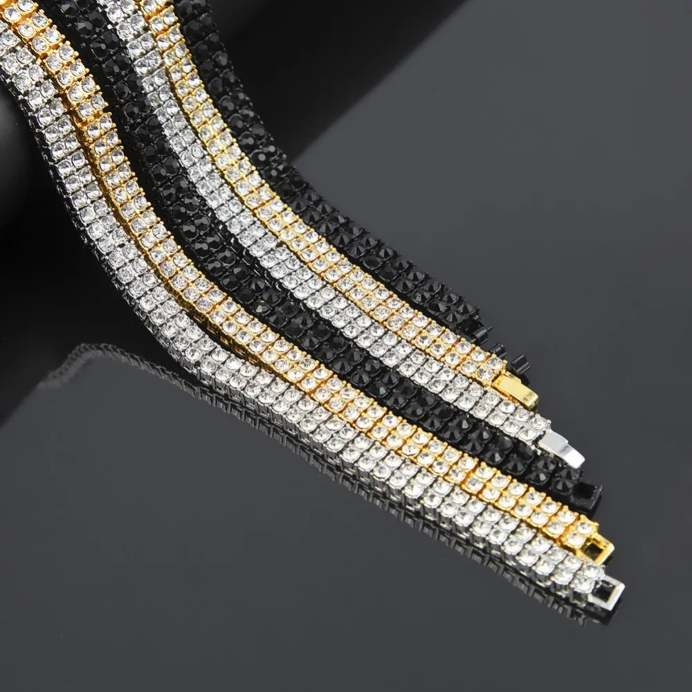 MCSAYS Хип хоп Jewelry Теннис цепи Цепочки и ожерелья CZ 2 ряда Кристалл Bling