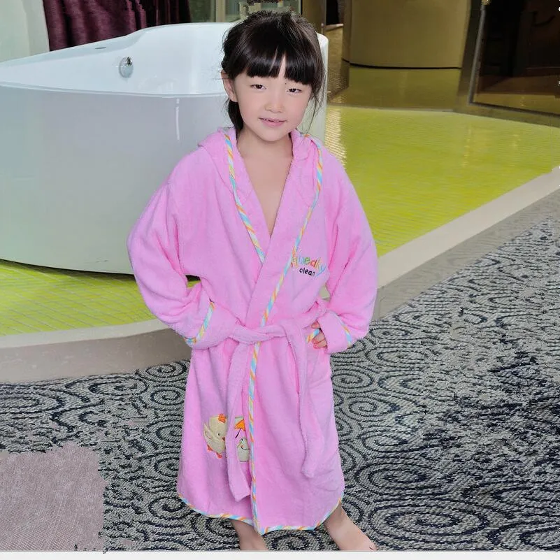 Банный халат для мальчиков детское пончо с капюшоном розовый банный девочек