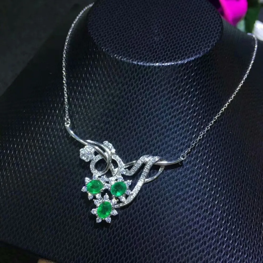 Подвеска SHILOVEM из серебра 925 пробы с натуральным изумрудом классические ювелирные