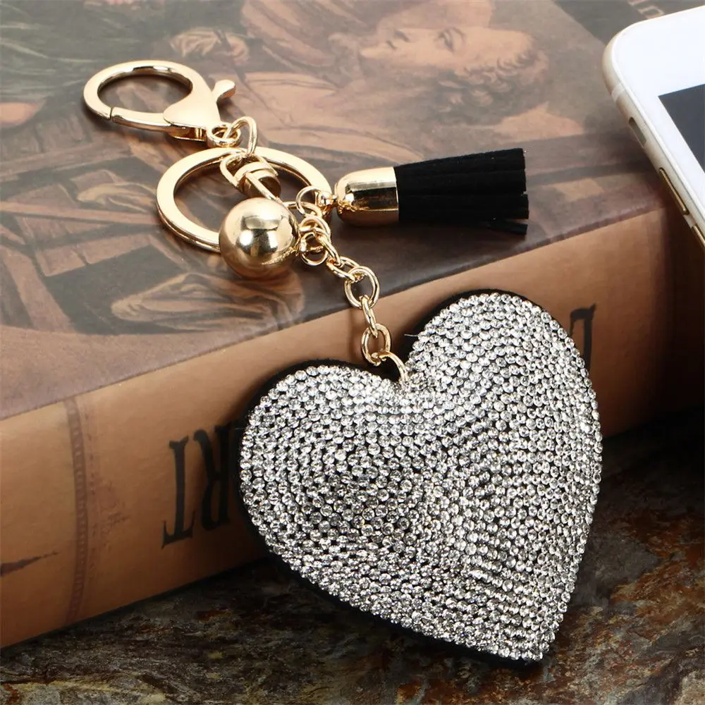 Романтическая Женская цепочка для ключей с подвеской в виде сердца и кисточкой