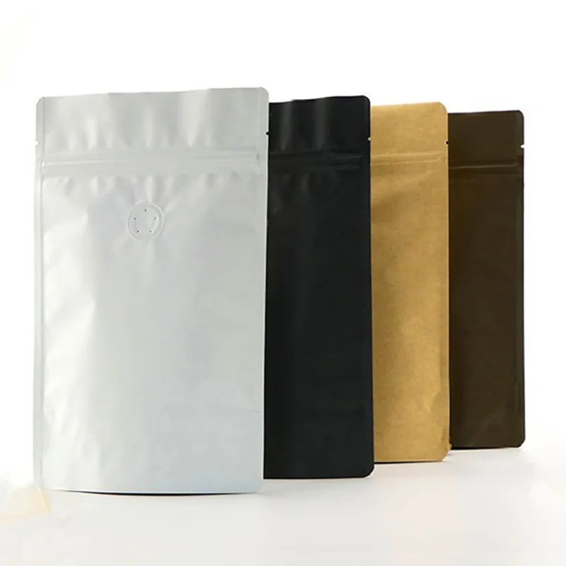 25 шт 50 г ~ 1 кг цветной стоячий клапан из алюминиевой фольги Ziplock мешок кофе