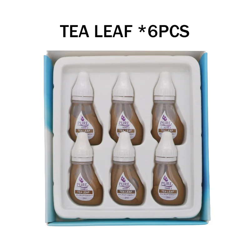 TEA LEAF (6PCS) США Biotouch чистый микропигмент постоянный макияж татуировки чернила брови, подводка, губы пигмент получить чистую уверенность - Цвет: TEA LEAF (6PCS)